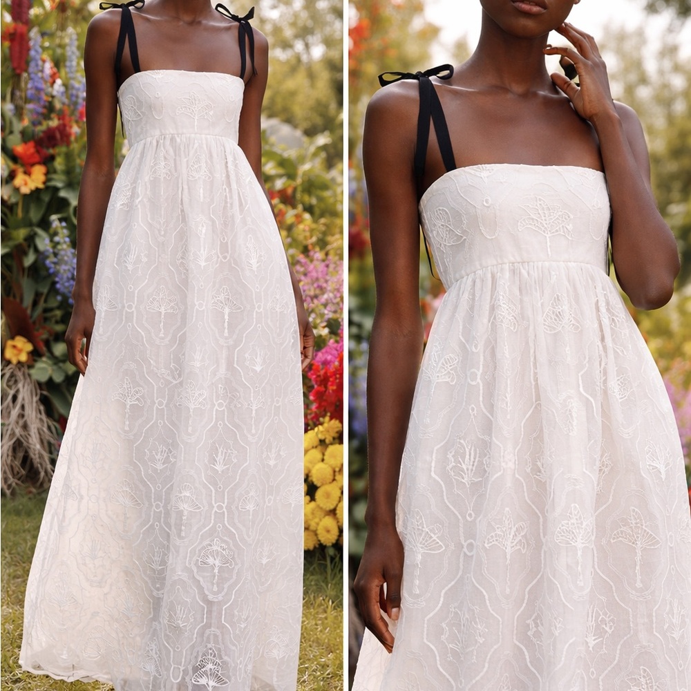 Agua by Agua Bendita White Maxi Dress with Black Straps